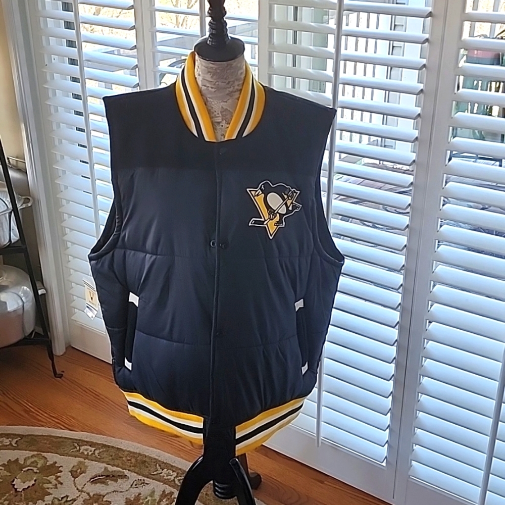 Pittsburgh Penguins Embroidered Wool Puffer Vest - Size XXL